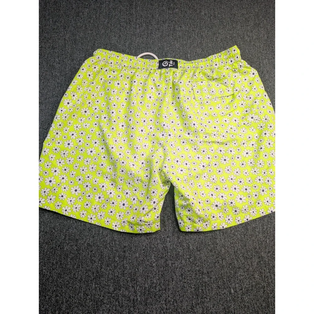 Tiki New Mens XXL Swim Trunks Neon Lime Green‎ Daisy Floral Made in Italy Shorts